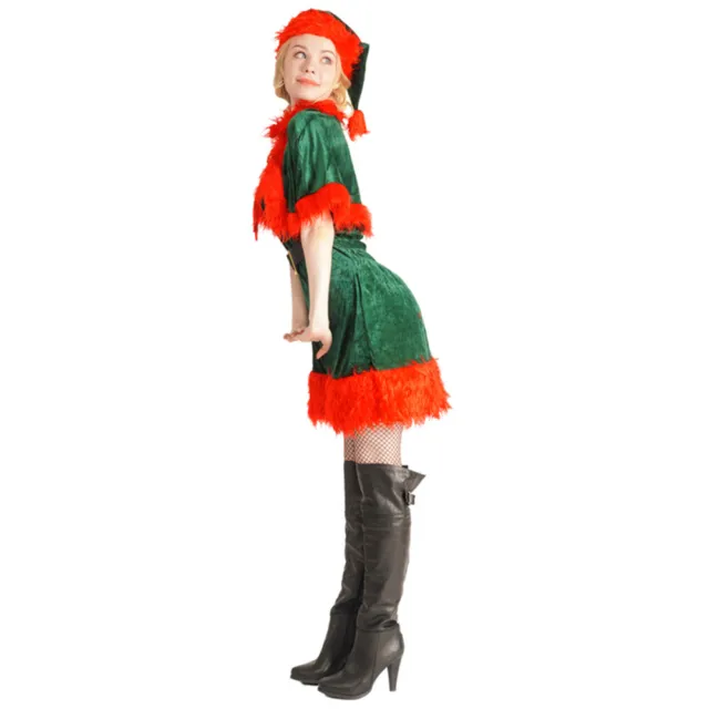 Abito Scialle Elfo Di Natale Costume Cosplay Vestito Da Babbo Adulto Donna