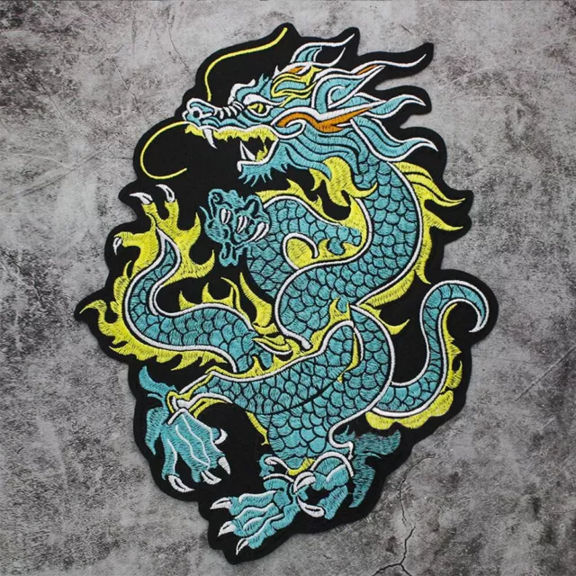 Eastern Mythology Dragon Embroidered Iron On Large Patch DIY for Jackets Jeans