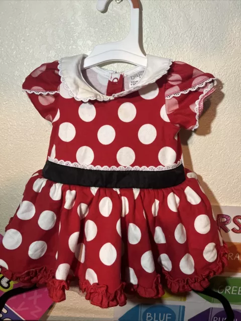 Disney Baby Minnie Mouse Infant Girl 6-9 Months Dress Red Black