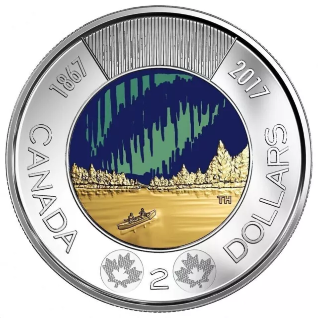 2017 Canada Toonie 2 Dollars Coin Glow In The Dark Dance Of The Spirits Unc
