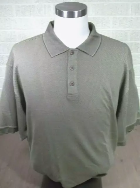 Tommy Bahama Mens Silk Cotton Blend Olive Green Textured Polo Shirt Large