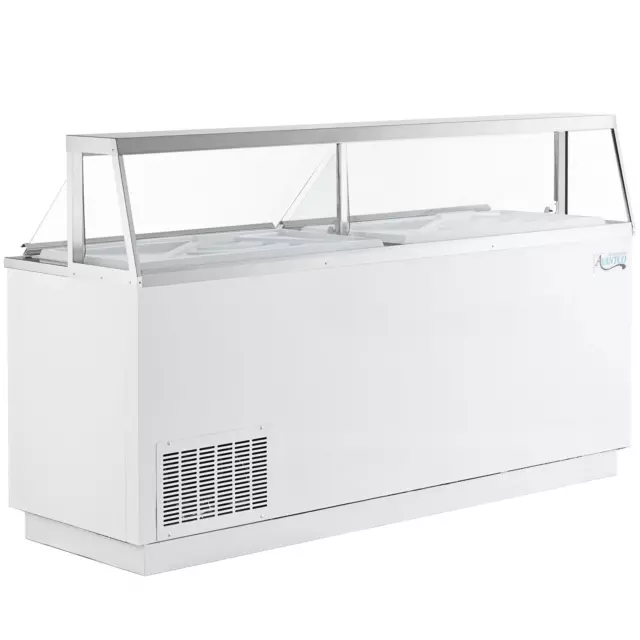 88 3/4" 16 Tub White Deluxe Ice Cream Dipping Cabinet
