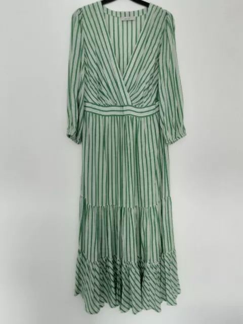 MARKS SPENCER Per Una Green Striped Midi Maxi Dress size 12 16.51 PicClick UK