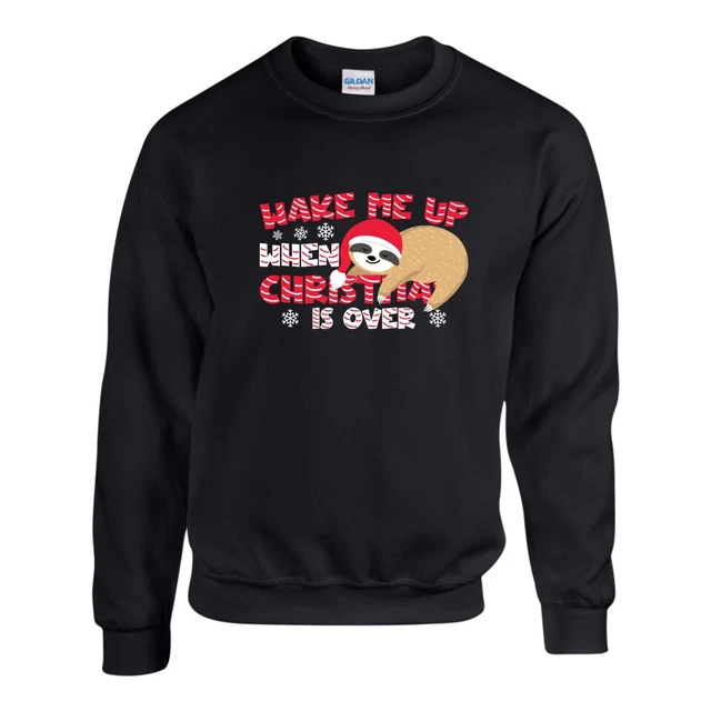 Wake Me Up When Christmas Is Over Jumper, Lazy Sloth Xmas Sweatshirt Unisex Top
