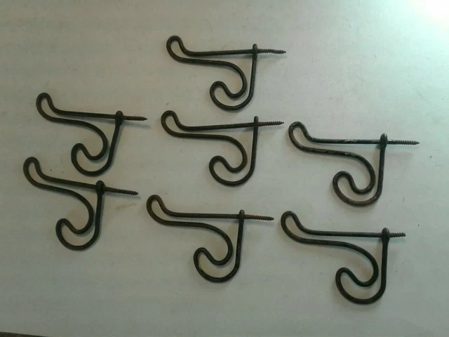 Vintage Hat or Coat Hooks Bathroom Wire Hooks Set of 7