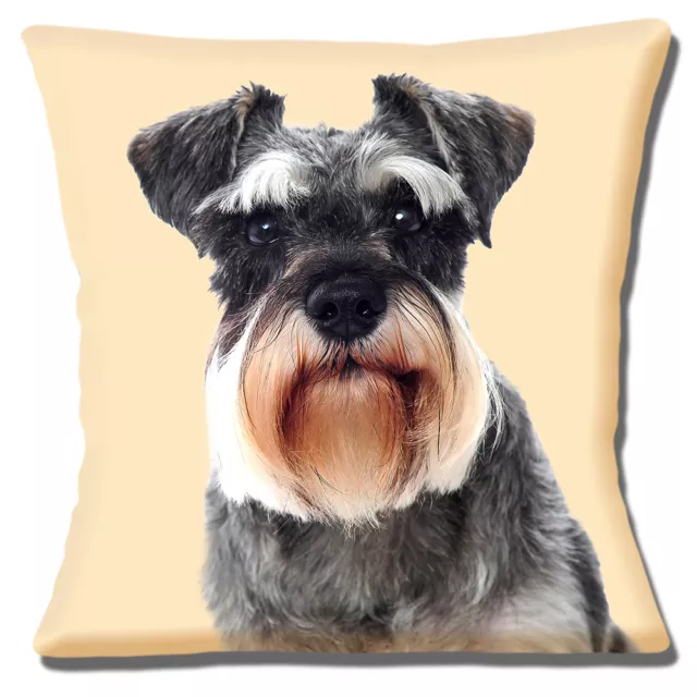 German Schnauzer Dog Cushion Cover 16x16 40cm Photo Print on Cream Unique Gift