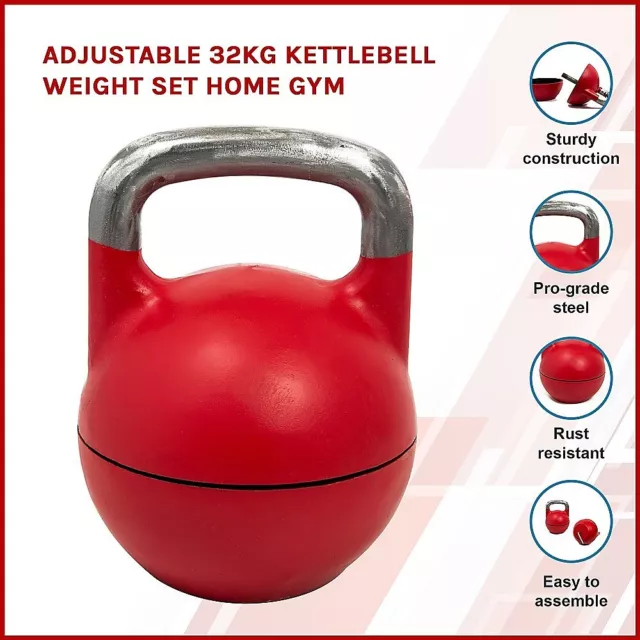 Adjustable 32Kg Kettlebell Weight Set Home Gym Fitness Training 2