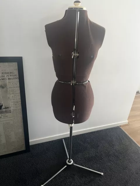 Vintage Adjustable form mannequin 1970s with stand in brown