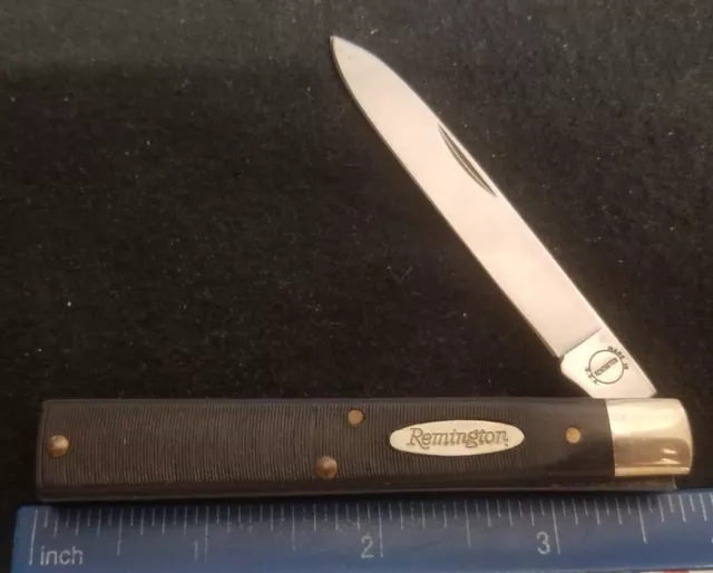 Remington USA Doctors Knife, Sawcut Black Delrin Handles "