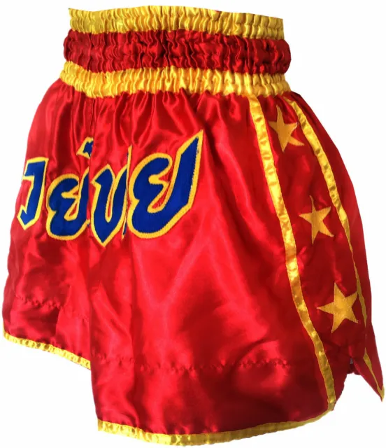 Nuovissimi pantaloncini Muay Thai da allenamento baule raso kick boxing arti marziali rosso
