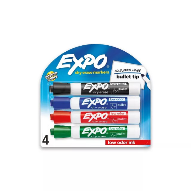 Expo Dry Erase Markers Bullet Tip Assorted 4/Pack (2081760)