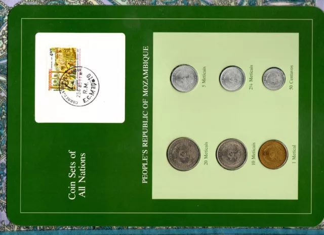 Coin Sets of All Nations Mozambique UNC All 1980 but 5, 1 Metical 1982