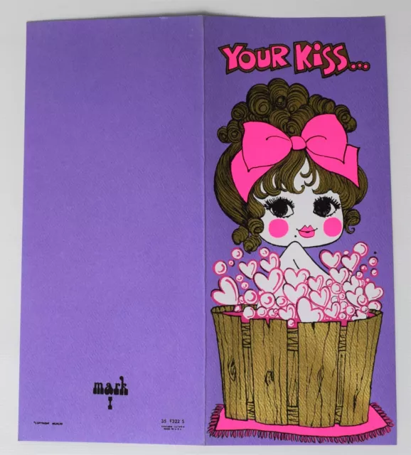 Purple Love Greetings Cards Vintage 60s/70s Wishing Cards Love Message Your Kiss 6