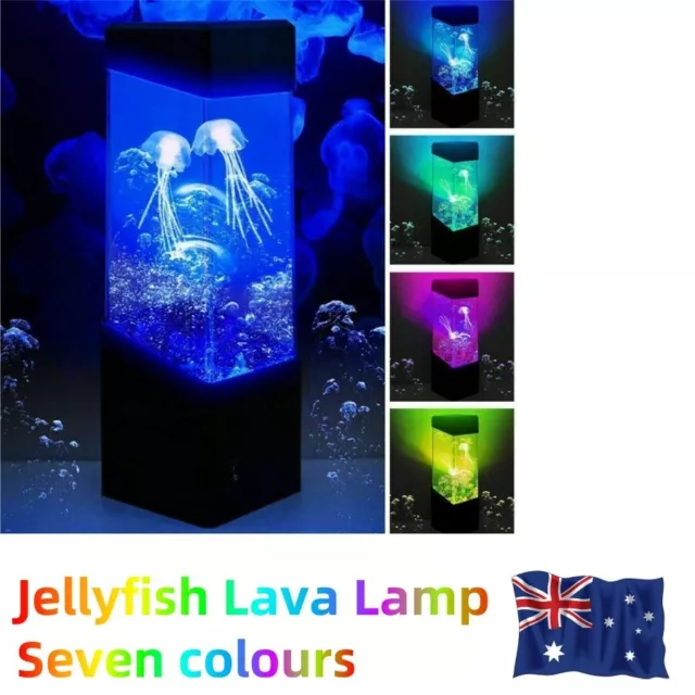 7LED Jellyfish Lava Lamp Aquarium Tank Bedside Night Atmosphere Mood Light Gifts