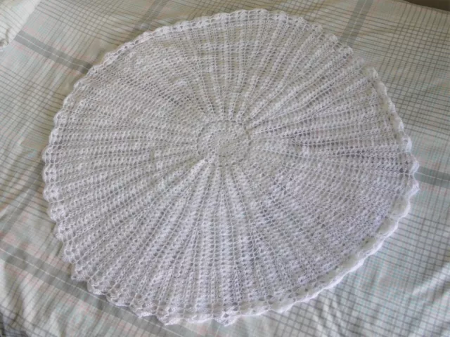 Beautiful Delicate Hand Crochet Babies Circular Sirdar Snuggly White 2 ply Shawl