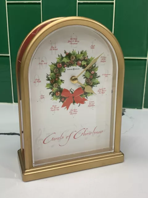 1999 Howard Miller Carols of Christmas-Musical Desk Mantel Clock 645-424 TESTED