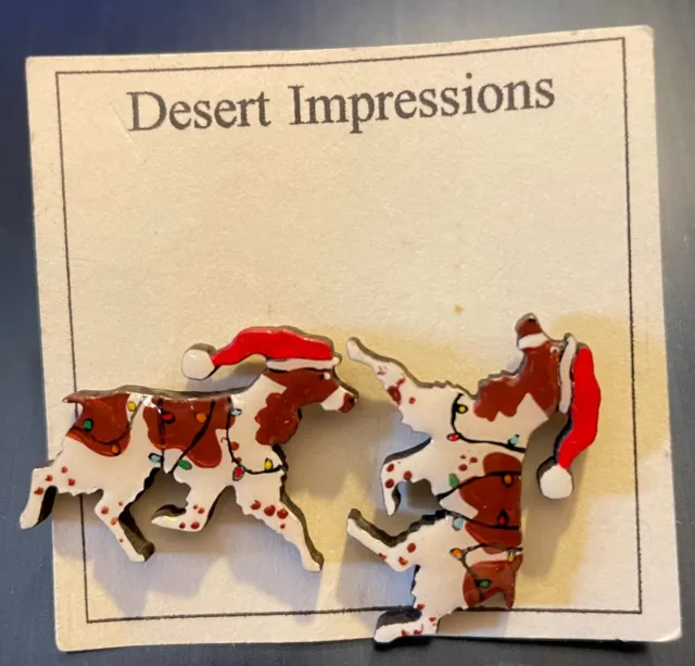 Desert Impressions Welsh Springer Spaniel Dog X-mas Earrings Barbara Hansford VG