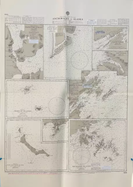 Admiralty 1454 ANCHORAGES IN ALASKA UNITED STATES - NORTH WEST COAST Map Chart