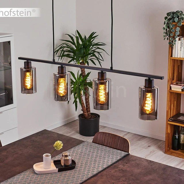 Plafonnier Lustre Hofstein 4 Branches Noir - Lampe Suspension Pour Salon, Couloir