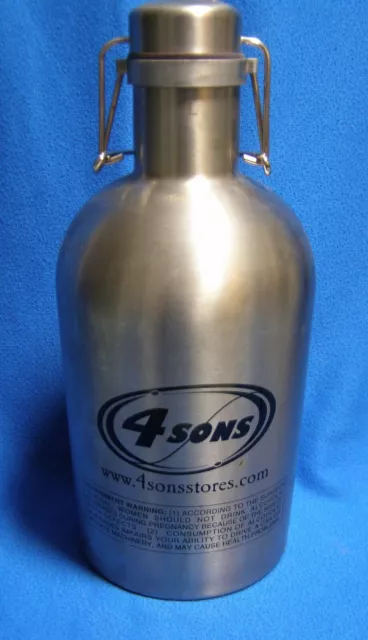 4 Sons Stainless Steel Beer Growler 64oz Flip-Top