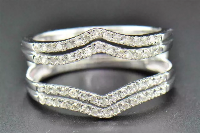 Enhancer Guard Wrap Ring 14K White Gold Over 1.50 Ct Round Cut Simulé Diamond