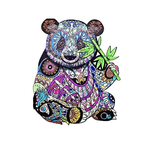 10.04in * 8.07 inch Wooden Jigsaw Puzzles Unique Shape Wood Cut Panda 150pcs