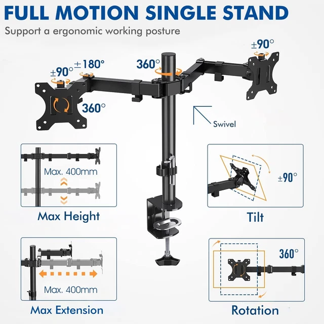 HEYMIX DUAL MONITOR Stand, VESA Monitor Arm, Double Monitor Mount