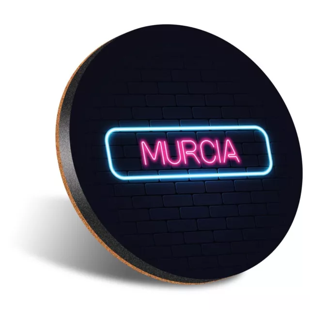 1x Round Coaster 12cm Neon Sign Design Murcia City Spain #350057