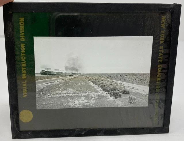 Vtg Magic Lantern Glass Slide Snake River Lava Plain; Union Pacific RR; Hwy 1929