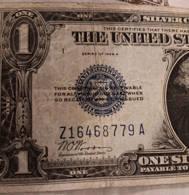 1928-A $1 One Dollar "Funnyback" "Experimental Z-A Block" Silver Cert. 203-3
