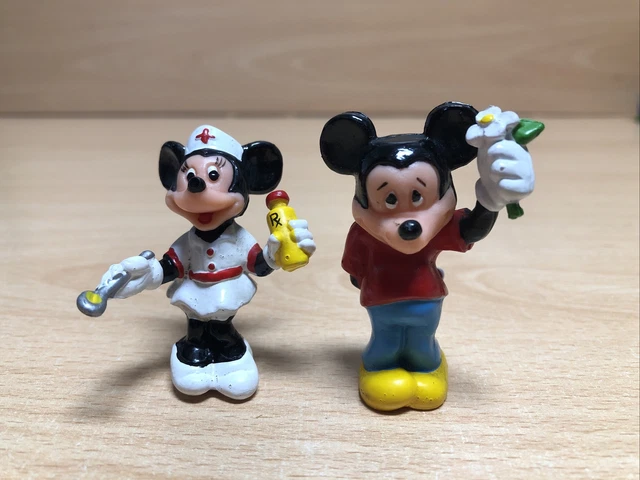Shy Mickey & Nurse Minnie Mouse Disney PVC Vintage Figures Toys Hong Kong 2"