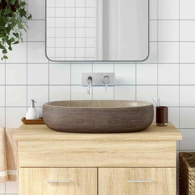 Arbeitsplatte Becken Sand Und Braune Ovale 59x40x14 CM Keramik