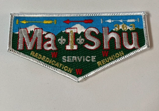 Boy Scout OA 363 Ma-I-Shu Lodge Flap S39 1998 Rededication Vigil Wht Bdr