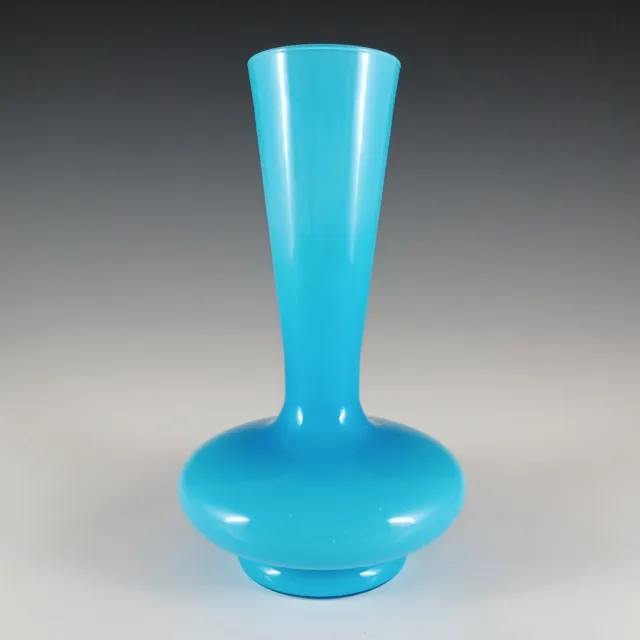 Empoli Italian Vintage Retro Blue Cased Glass Vase