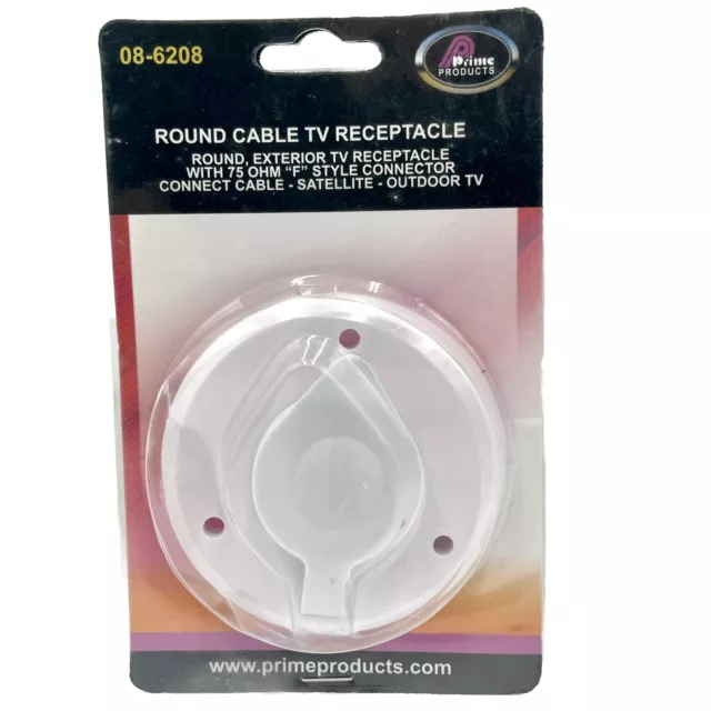 Prime Outdoor TV Cable Input Receptacle 086208 Single Round Receptacle w/ Cover