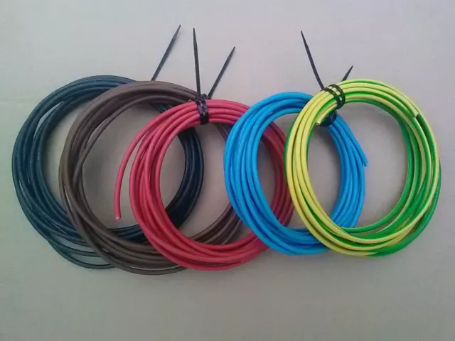 5 x 5m 5 couleurs  : fil / cable d alimentation HO7-VK 6 mm² souple