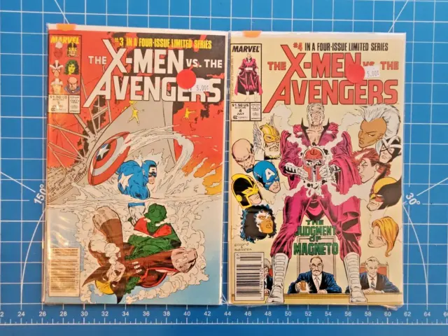The X-Men vs. The Avengers 2 Book Lot #3 & 4  Marvel Comics 1987 Newsstand