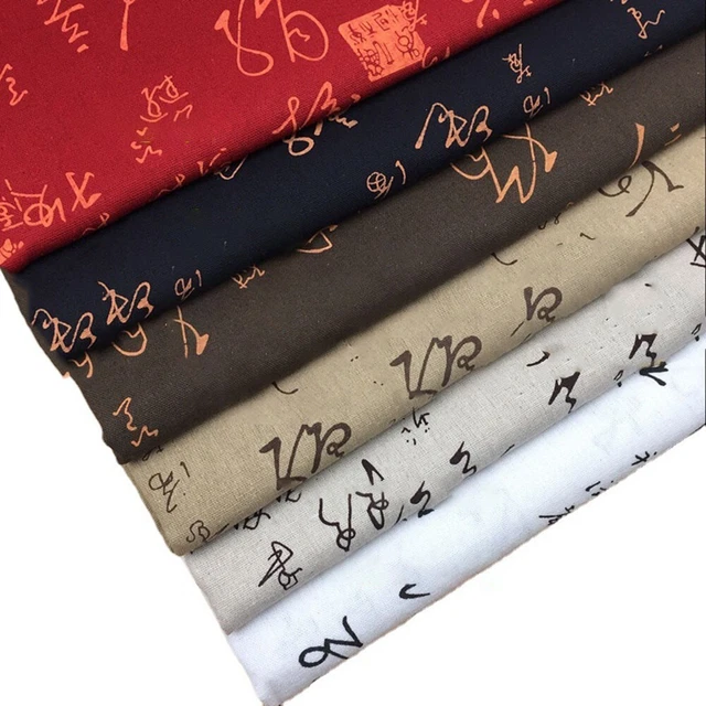 Praktisch Stoff Kalligraphie - Tuch 55% Leinen Breite - ca. 153 cm Jahrgang