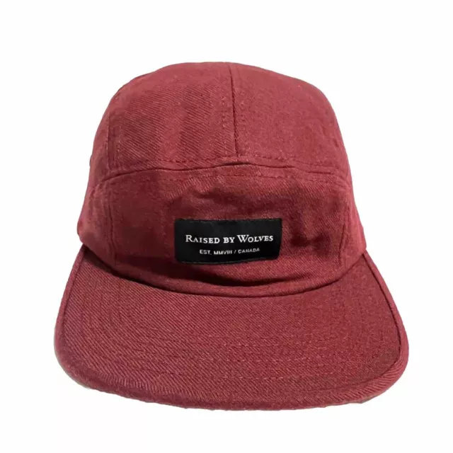 Raised By Wolves 5 Panel Adjustable Burgundy Hat Cap Made In USA