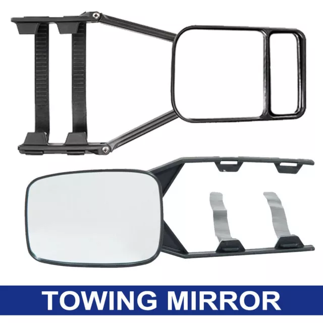 Universal Caravan Towing Mirrors Strap On Cars Traile Heavy Duty Adjustable New
