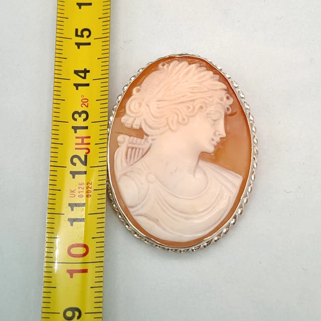 Pendentif Broche En Argent 925 Avec Camée En Cornaline - Visage, Couleur Orange, Neuf Avec étiquette