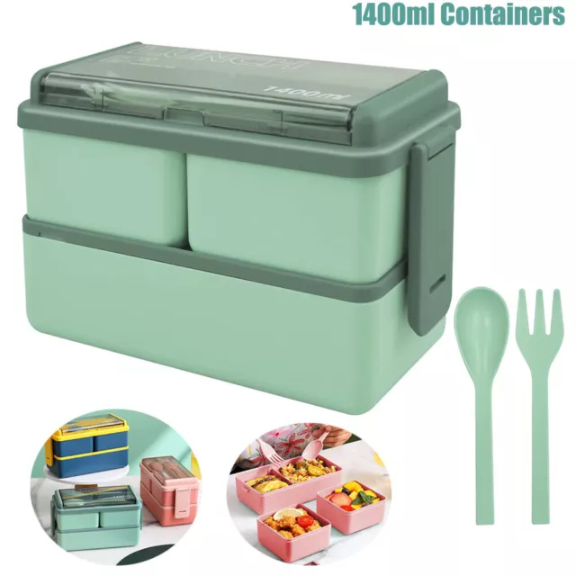 3 Compartments Lunch Box Food Container Set Bento Storage Box for Adults Kids