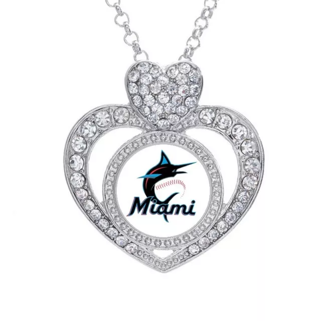 Miami Florida Marlins Womens CZ Pendant And Sterling Silver Necklace D21