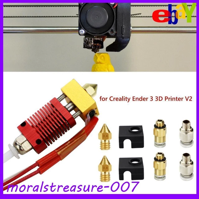 9x DIY 0.4mm MK8 Nozzle Extruder Hot End Kit for Creality Ender 3 Pro 3D Printer