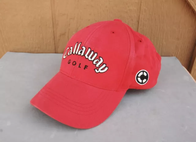 Callaway Golf Baseball Hat Red Embroidered Cap Adjustable Metal Buckle Cotton