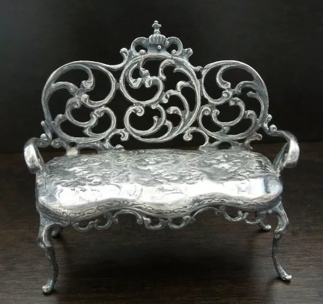 Beautiful Vintage German KUEHN Sterling Silver Miniature Bench / Couch 2