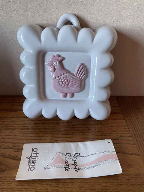 Thun Vecchia Formella Casseruola In Ceramica Bianca Rosa Smaltata