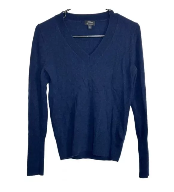J.Crew 100% Cashmere V-neck fitted sweater Navy Blue Size XS Extra Small