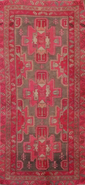 Geometric Ardebil 10 ft. Runner Vintage Rug Hand-knotted Wool Traditional 4x10