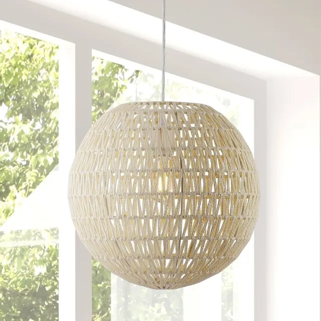 JONATHAN Y JYL6503B Luna 15.75" 1-Light Bohemian Modern Woven Rattan/iron LED